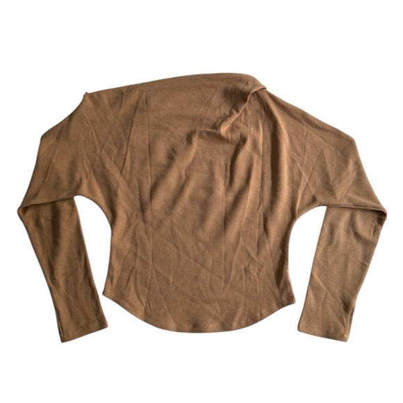 We The Free Fuji Off Shoulder Thermal Top Small S Pale Camel Waffle Knit Casual - Picture 8 of 12